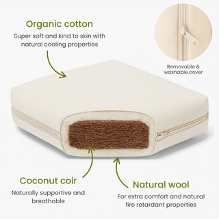 8 Piece Nursery Furniture Set with Natural Mattress - White Beech (120x60) - Mokee
