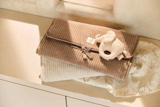 Jollein Changing Pad With Storage Pockets - Oatmeal Cloudy Rib - Mokee