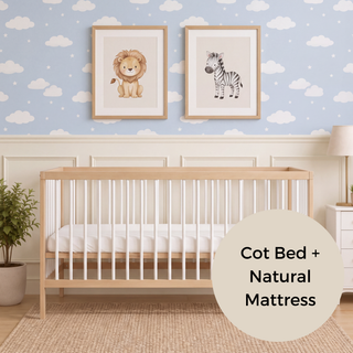 Midi Cot Bed With Natural Mattress - White Beech (140x70)