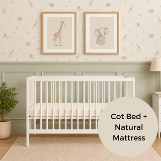 Mini Cot Bed With Natural Mattress - White (120x60)