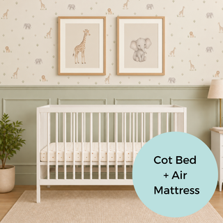 Mini Cot Bed With Luxury Breathable Air Mattress - White (120x60)