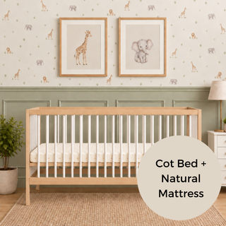 Midi Cot Bed With Natural Mattress - White Beech (140x70)