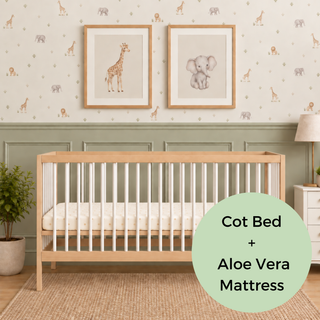 Midi Cot Bed With Aloe Vera Mattress - White Beech (140x70)