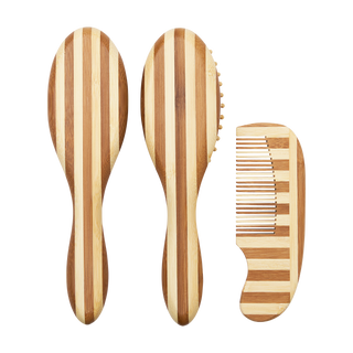 Baby Bamboo Brush Set - Natural/Walnut Stripe