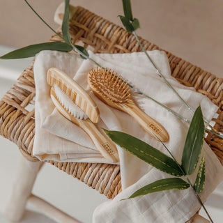 Baby Bamboo Brush Set - Natural/Walnut Stripe
