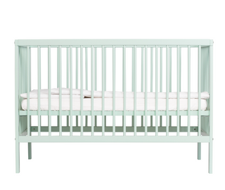 Mini Cot Bed With Premium Aloe Vera Mattress - Dusty Aqua (120x60)