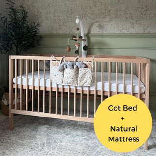 Midi Cot Bed With Natural Mattress - Beech (140x70)