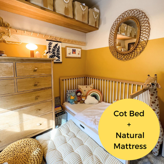 Midi Cot Bed With Natural Mattress - White Beech (140x70)