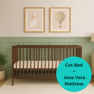 Midi Cot Bed With Aloe Vera Mattress - Walnut (140x70)