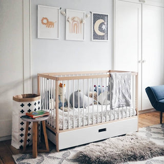 Mini Cot Bed With Luxury Breathable Air Mattress - White Beech (120x60)