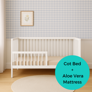 Midi Cot Bed With Aloe Vera Mattress - White (140x70)