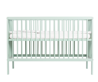 Mini Cot Bed With Premium Aloe Vera Mattress - Dusty Aqua (120x60)