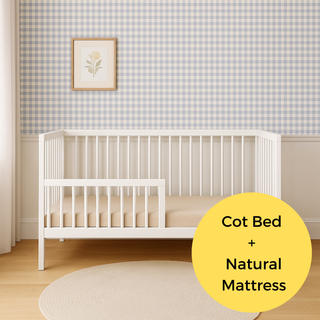Midi Cot Bed With Natural Mattress - White (140x70)