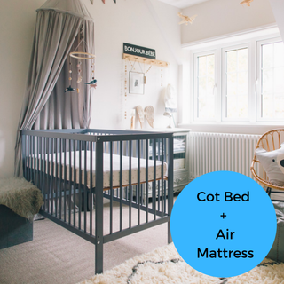 Midi Cot Bed With Luxury Breathable Air Mattress - Stone Blue