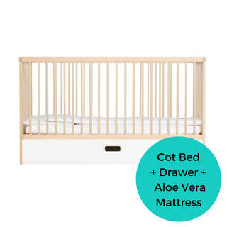 Midi Cot Bed With Drawer & Aloe Vera Mattress - Beech