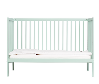 Mini Cot Bed With Premium Aloe Vera Mattress - Dusty Aqua (120x60)