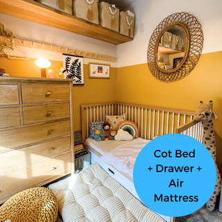 Midi Cot Bed With Drawer & Luxury Breathable Air Mattress - White Beech