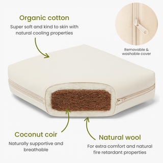 Midi Cot Bed With Natural Mattress - White Beech (140x70) - Mokee
