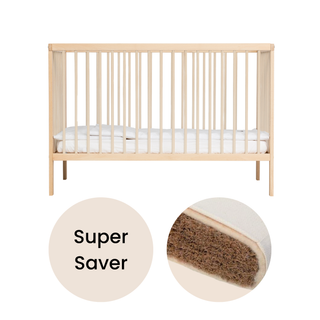 Mini Cot Bed With Natural Mattress- Beech - Mokee
