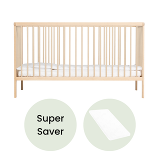 Midi Cot Bed With Aloe Vera Mattress - Beech - Mokee