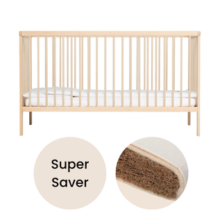 Midi Cot Bed With Natural Mattress - Beech (140x70) - Mokee