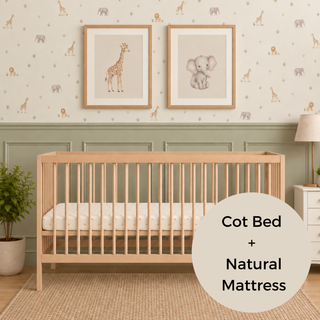 Midi Cot Bed With Natural Mattress - Beech (140x70)