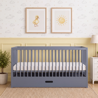 Midi Cot Bed with Drawer -  Stone Blue (140x70)