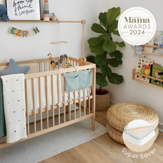 Mini Cot Bed With Luxury Breathable Air Mattress- Beech