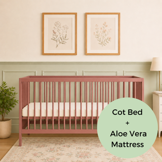 Midi Cot Bed With Aloe Vera Mattress - Dusty Rose (140x70) - Mokee