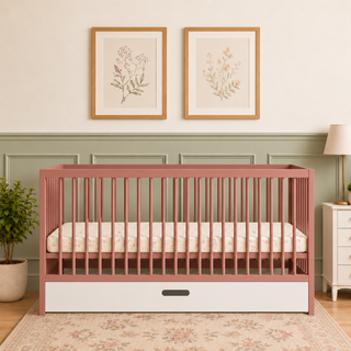 Midi Cot Bed with Drawer -  Dusty Rose (140x70) - Mokee