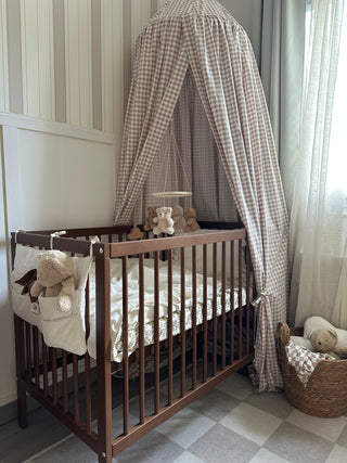 Mini Cot Bed With Drawer, Aloe Vera Mattress & 2 Mattress Protectors - Walnut - Mokee