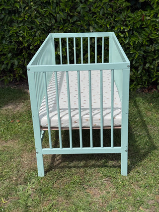 Mini Cot Bed - Dusty Aqua (120x60) Solid Beechwood