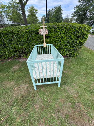 Mini Cot Bed - Dusty Aqua (120x60) Solid Beechwood