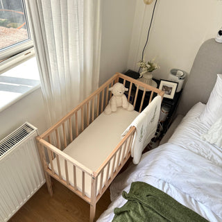 Mokee Bedside Crib and Mattress bundle - Beech (90x40) Solid Beechwood - Mokee