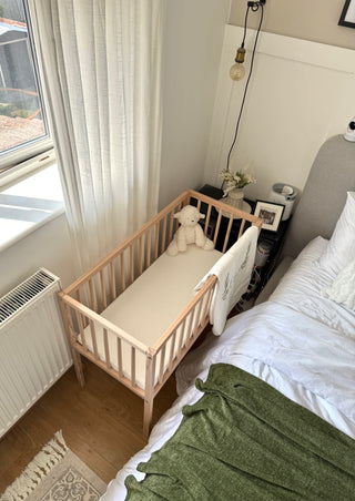 Mokee Bedside Crib and Mattress bundle - Beech (90x40) Solid Beechwood - Mokee
