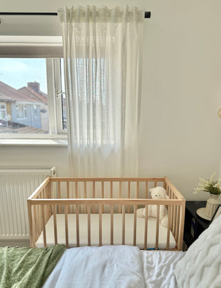 Mokee Bedside Crib and Mattress bundle - Beech (90x40) Solid Beechwood - Mokee