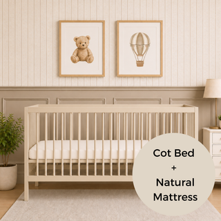 Midi Cot Bed With Natural Mattress - Cashmere (140x70) - Mokee