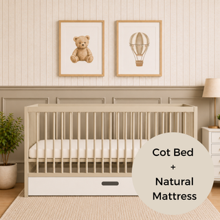 Midi Cot Bed With Drawer & Natural Mattress - Cashmere (140x70)