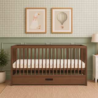 Midi Cot Bed With Drawer & Premium Aloe Vera Mattress - Walnut (140x70)