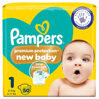 Pampers New Baby Size 1 50 Nappies Essential Pack - Mokee