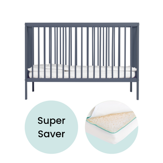 Mini Cot Bed With Luxury Breathable Air Mattress - Stone Blue - Mokee