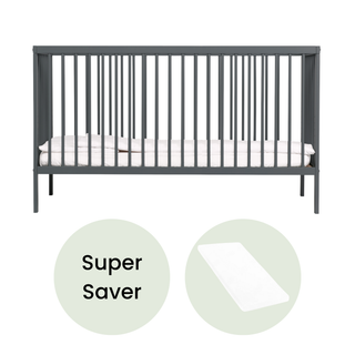 Midi Cot Bed With Aloe Vera Mattress - Stone Blue (140x70) - Mokee