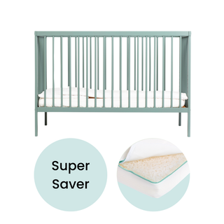 Mini Cot Bed With Luxury Breathable Air Mattress - Stone Teal - Mokee
