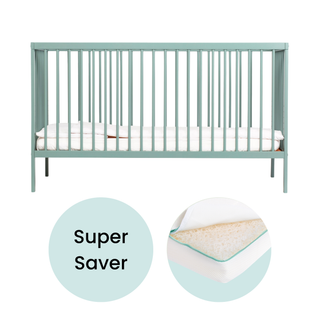 Midi Cot Bed With Luxury Breathable Air Mattress - Stone Teal - Mokee