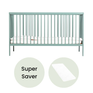 Midi Cot Bed With Aloe Vera Mattress - Stone Teal (140x70) - Mokee