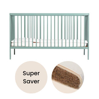 Midi Cot Bed With Natural Mattress - Stone Teal (140x70) - Mokee