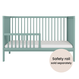 Mini Cot Bed With Drawer & Natural Mattress - Stone Teal (120x60)