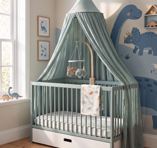 Mini Cot Bed - Stone Teal (120x60) Solid Beechwood