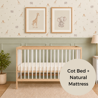 Mini Cot Bed With Natural Mattress - White Beech (120x60)