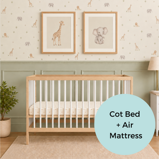 Mini Cot Bed With Luxury Breathable Air Mattress - White Beech (120x60)